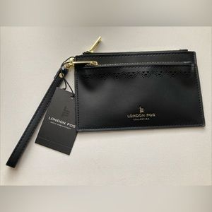 London Fog Hannah Laser Cut Wristlet Flat Black